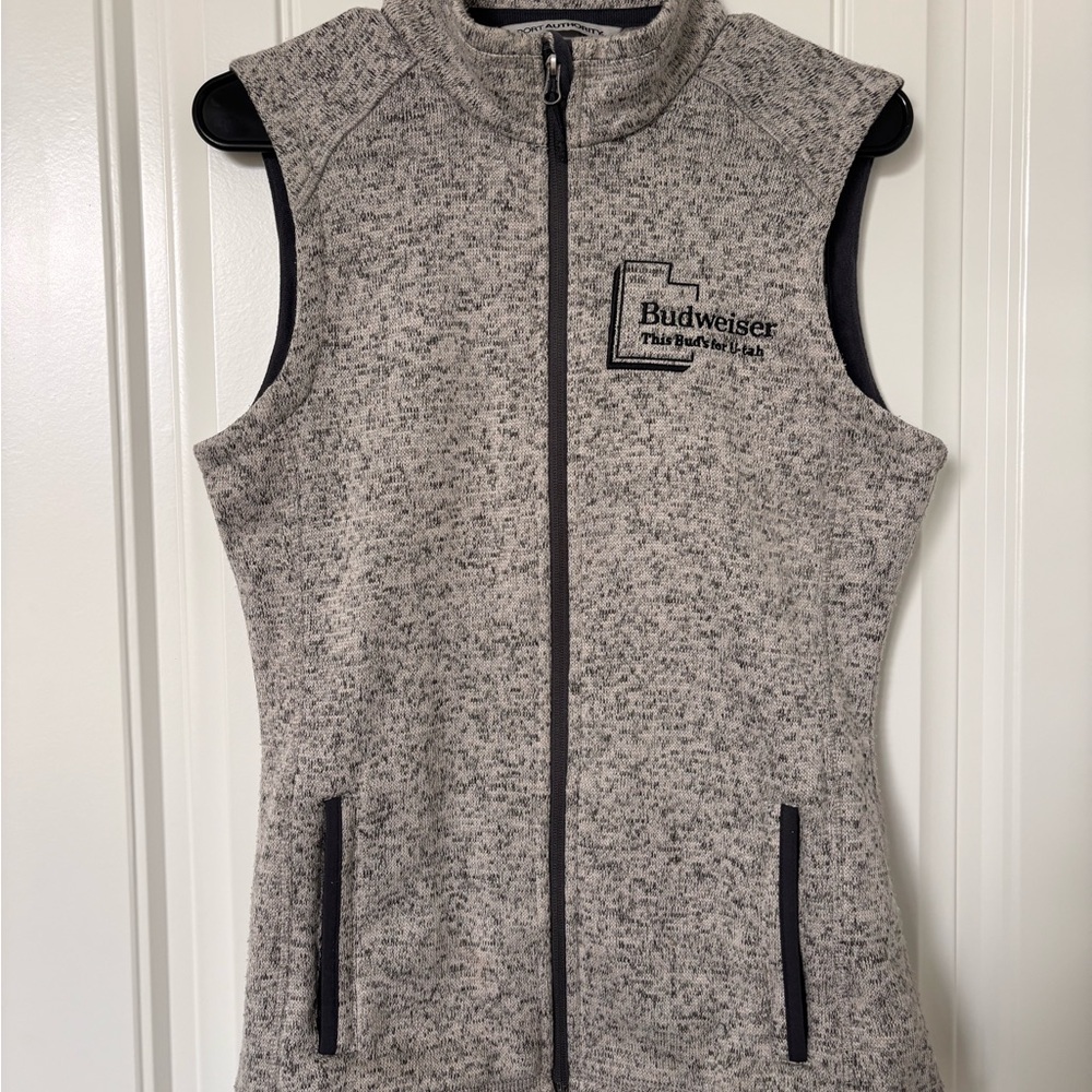 Budweiser Heathered Gray Zip-Up Vest